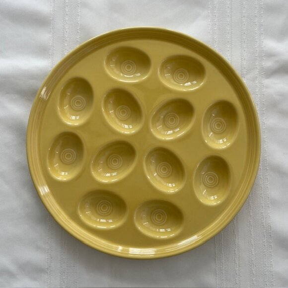 Fiestaware Daffodil Egg Tray / Fiesta Yellow Deviled Egg Serving Plate - Picture 1 of 5